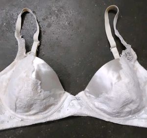 White Lace Trim Bra