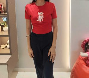 Cute Cat Graphic Crop Tee - XS/S