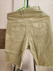Khaki Denim Cutoff Shorts