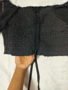 Off-Shoulder Smocked Crop Top