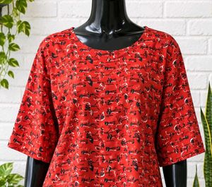 Red Flamingo Print Casual Top