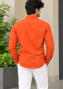 Men's Bright Orange Casual Shirt