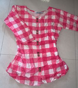 Pink Checkered Kurti