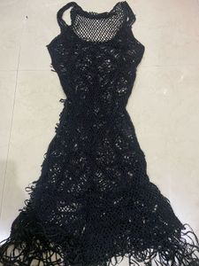 Black Crochet Cover-up Dress