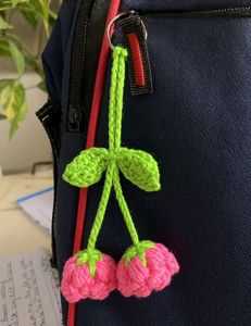 Handmade Crochet Cherry Keychain