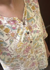 Floral Print Cotton Kurta