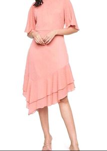 Chic Pink Layered Midi Dress