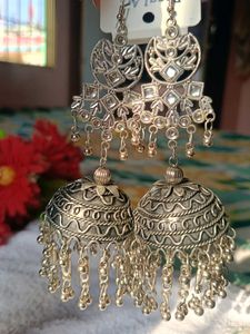 Elegant Silver Jhumka Earrings