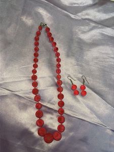 pink Beaded Necklace and Earring Set