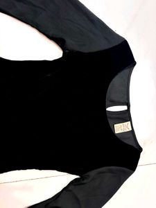 velvet~georgette bell sleeve short kurti