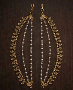 Kushal's Gold Plated Antique Bead Matil Ear Chain