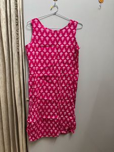 Pink Printed Kurti Dress