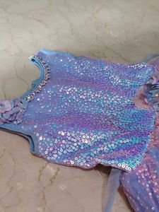 Sparkly Blue Dress with Flowers