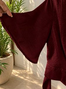 🍒 Cherry Burgundy Partywear Crop Top