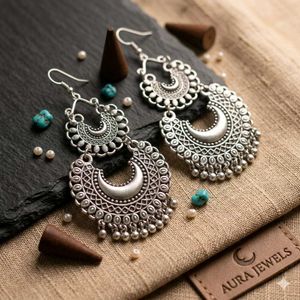 Bohemian Silver Dangle Earrings