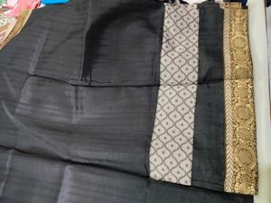 Elegant Black Saree with Gold Border Zari work