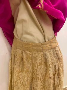 Beautiful thread work pink top with shimmer pant