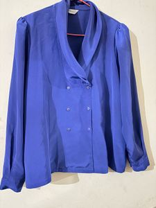 Elegant Blue Button-Down Blouse