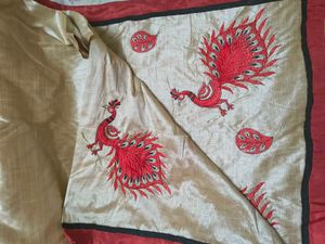 Elegant Peacock Embroidered Saree