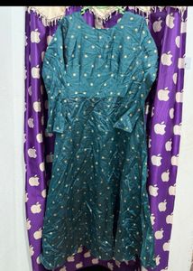 Elegant Teal Polka Dot Maxi Dress