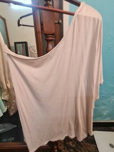 New One shoulder Flowy Beige Tunic Top