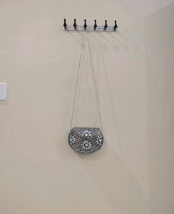 Brand New Silver Mirror Work Metal Clutch Bag