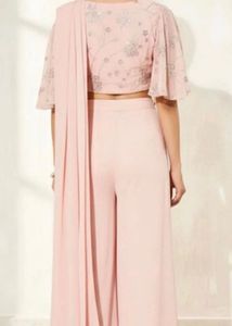 Designer Pink Palazzo Saree Set