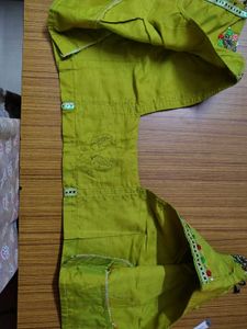 Embroidered Silk Blouse olive green