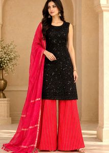 stunning embroidered plazzo set with dupatta
