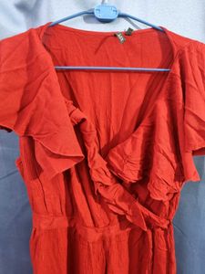 Red Ruffled Jumpsuit