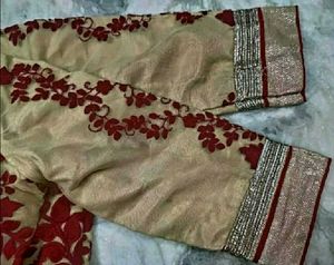 Cream Red Wedding blouse