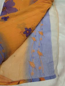 Vibrant Floral Print Saree with blouse