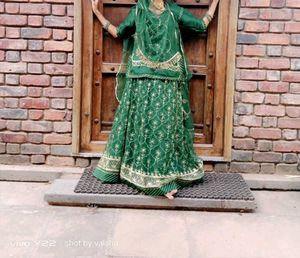 Green Floral Embroidered Lehenga Choli Set