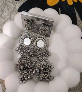 Boho Mirror Jhumka Earrings