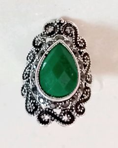 Exquisite Emerald Cut Teardrop Ring