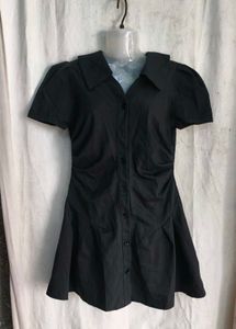 Chic Black Button-Up Shirt Dress