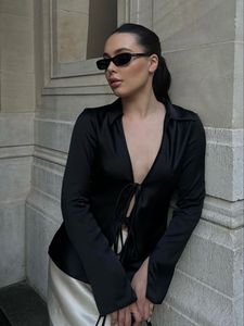 Zara Black Tie-Front Blouse