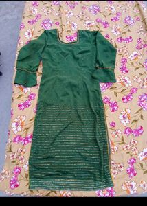 Elegant Green &amp; Orange Kurta Set