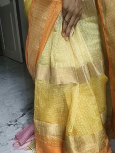 Vibrant Striped cotton Silk Blend Saree