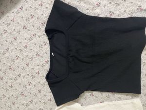 Set of 2 Square Neck Ribbed Crop Tops