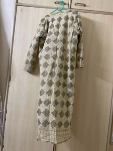 Beige Printed Kurta