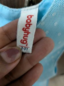 Baby Blue Party Dress with Flower Accent