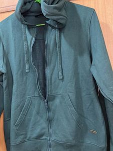 Women Green Hood Sweatshirt