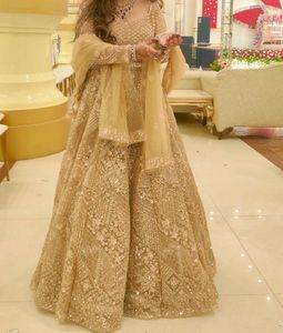 Stunning Golden Embellished Lehenga Choli Set