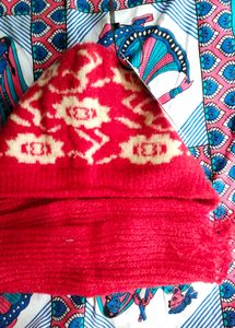 Cozy Red Hooded Scarf Set