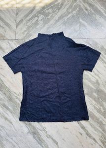 Navy Blue Mock Neck Top