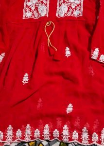 Red Embroidered Kurti