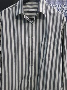 Grey Stripes Linen Shirt
