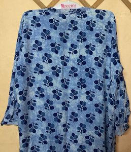 Blue Leaf Print Kurta
