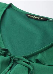 Chic Green Tie-Front Ruffle Crop Top